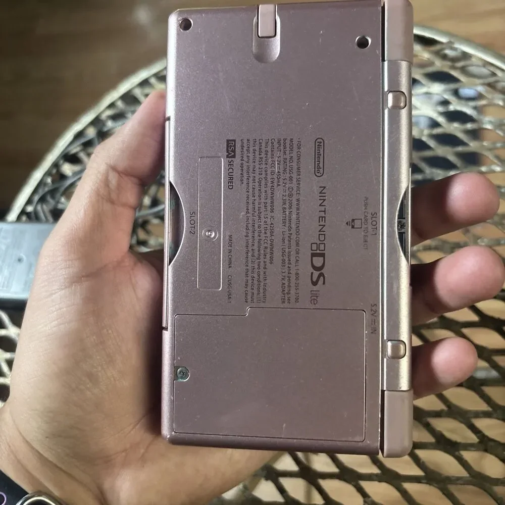 Nintendo DS Lite Handheld & Charger Coral Pink Screen Issues See Pics Tested
